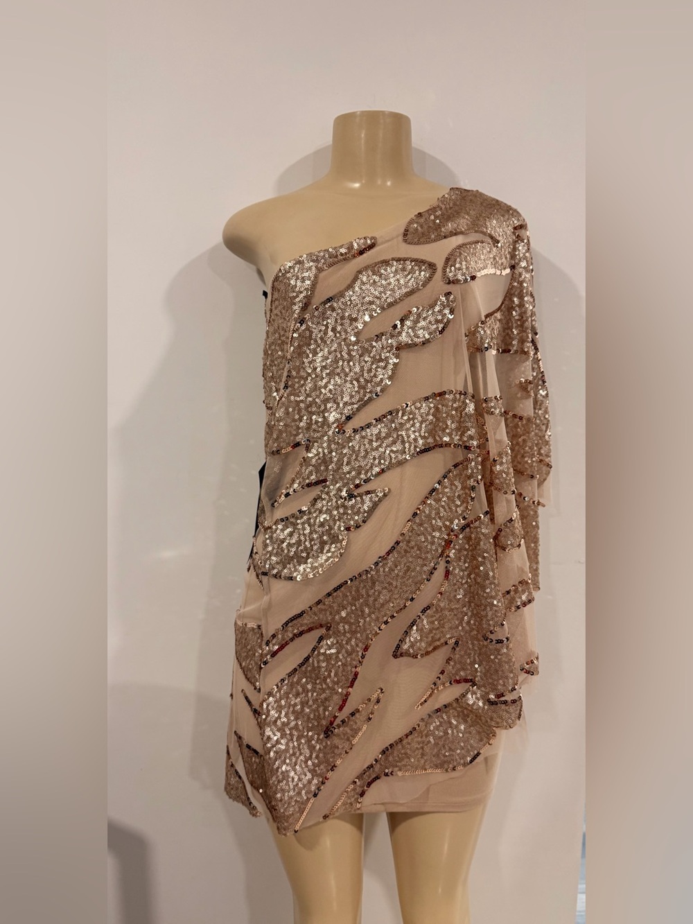 Bebe Corsican Nights Moore Asymmetrical Sequin Flame Dress Y2K - Picture 6 of 10